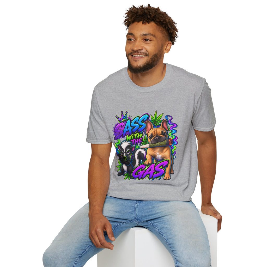 Graphic Tee — "Sass With The Gas" French Bulldog Cannabis Streetwear