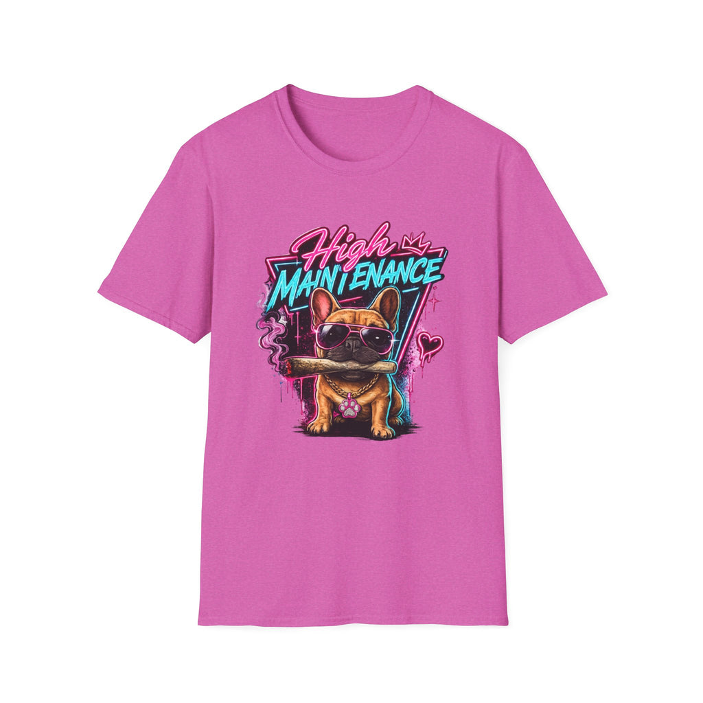 High Maintenance French Bulldog T-Shirt | Retro Neon Vape Pup Tee
