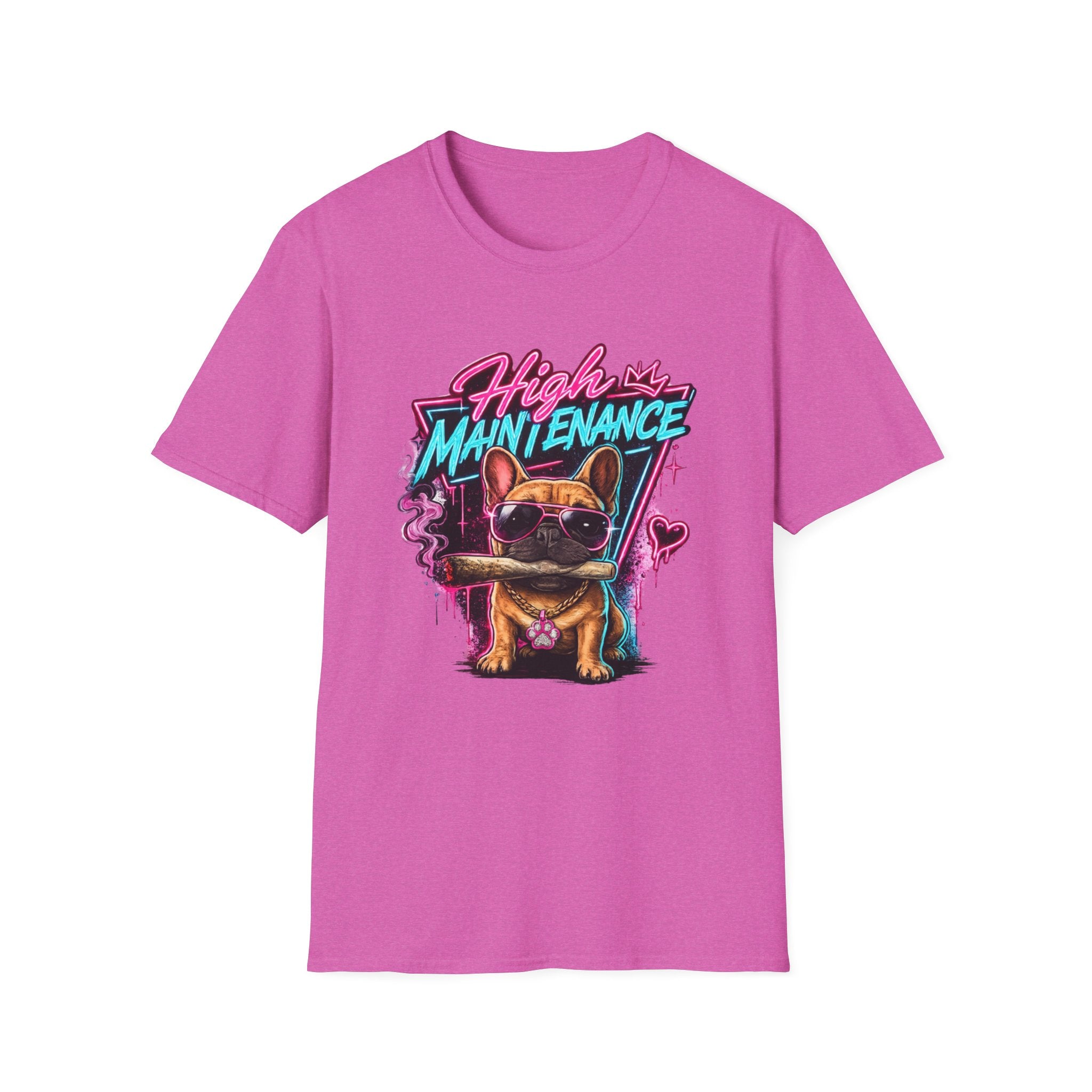 High Maintenance French Bulldog T-Shirt | Retro Neon Vape Pup Tee