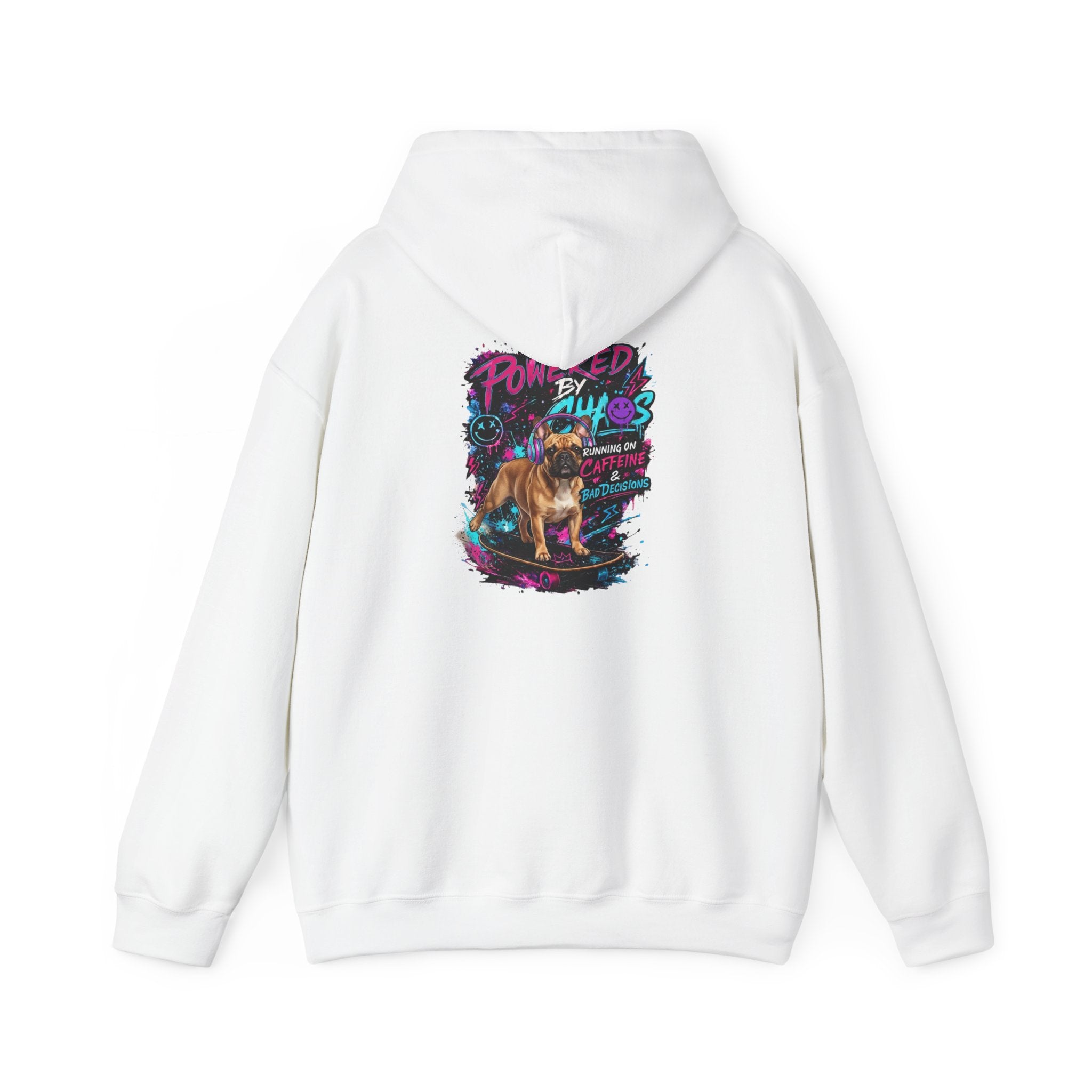 Chaos Neon Frenchis Graphic Hoodie | Colorful Bulldog Back Print