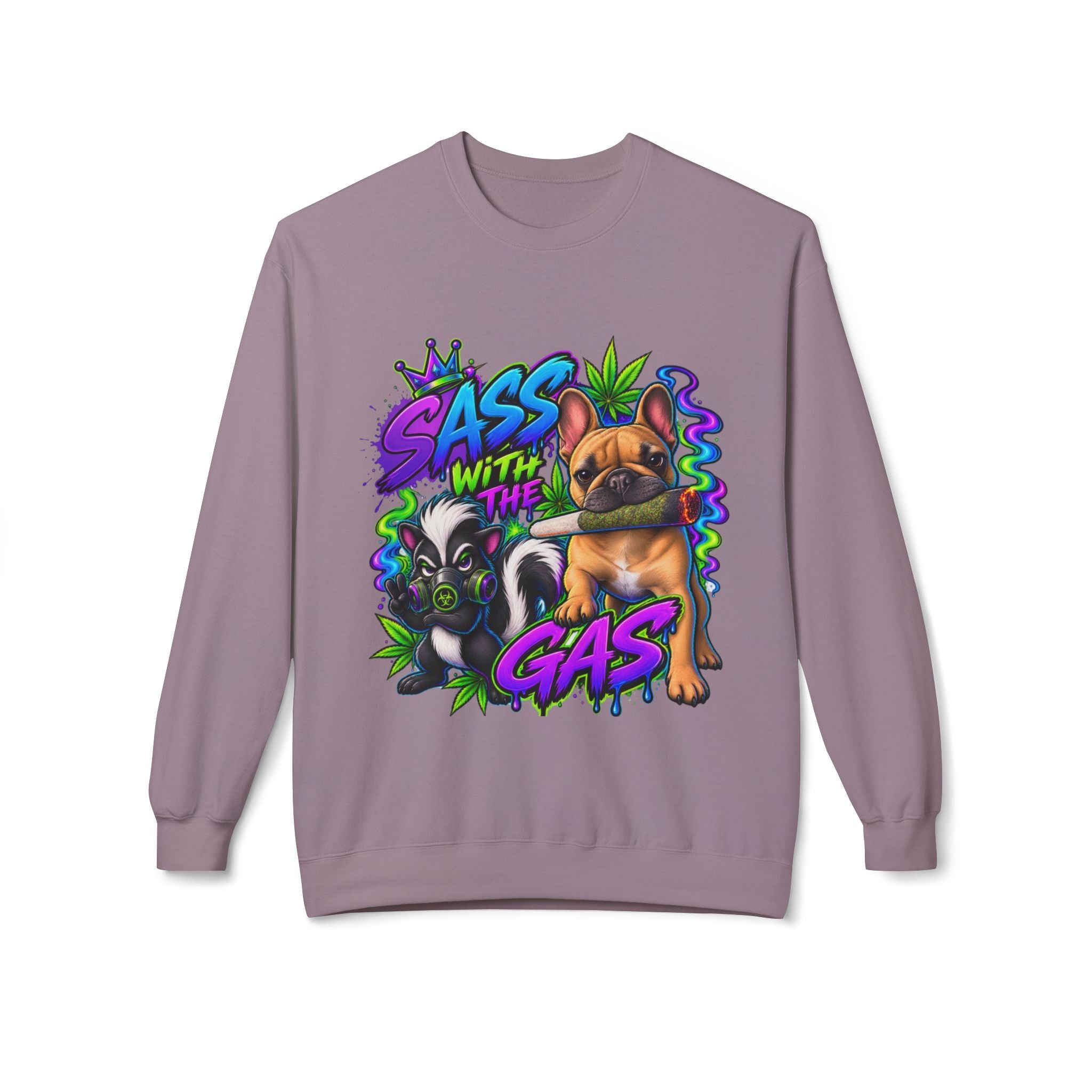 Crewneck Sweatshirt - "Sass With The Gas" French Bulldog & Pug Graphic