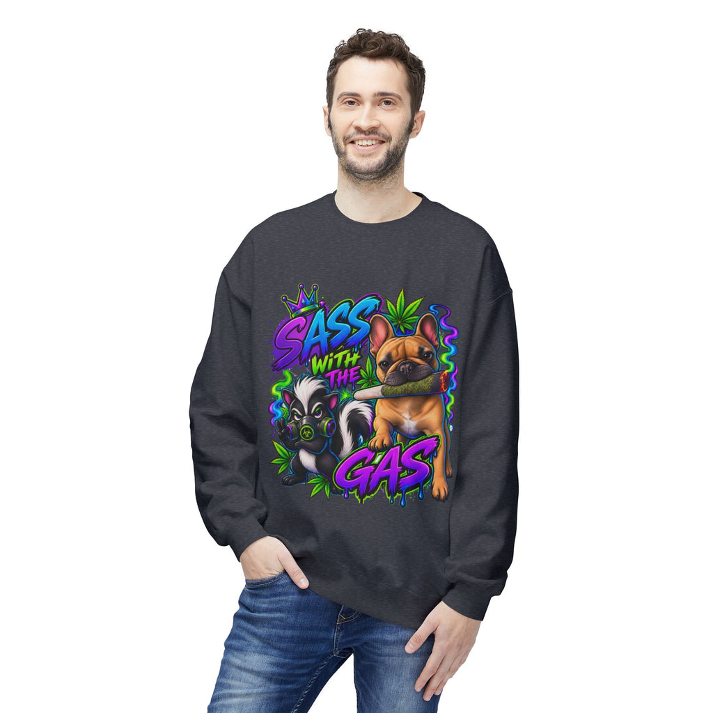 Crewneck Sweatshirt - "Sass With The Gas" French Bulldog & Pug Graphic